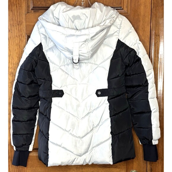 Madden NYC White and black puffer thick coat with hood Size S Women's - Picture 2 of 8